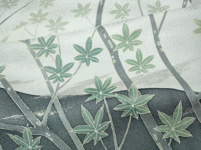 平和屋着物●訪問着 作家物 枝葉文 銀彩 仮絵羽 正絹 逸品 未使用 CABJ6437ut