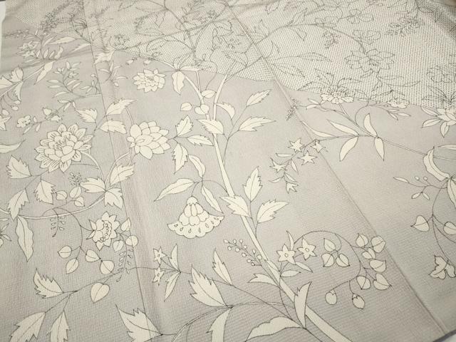 平和屋着物●訪問着 本塩沢 枝花文 正絹 逸品 CABJ6448ut