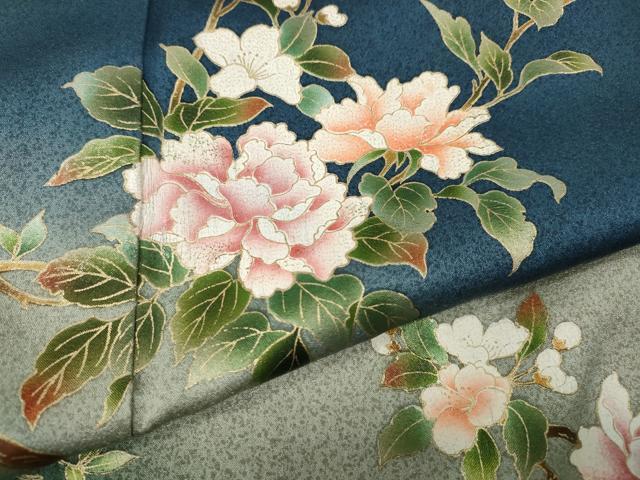 平和屋着物●訪問着 刺繍 枝花文 暈し染め 金彩 正絹 逸品 CABJ6449ut