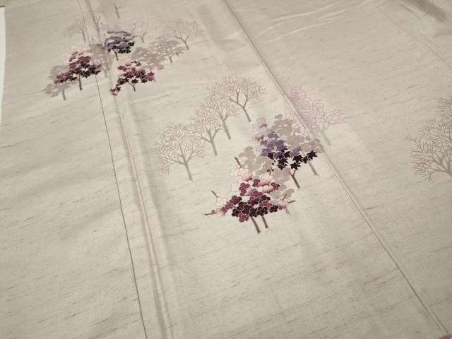 平和屋着物●訪問着 紬地 草花文 正絹 逸品 CABJ6450ut