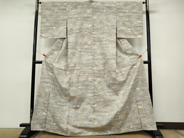 平和屋着物●上質な紬 遠山草木文 正絹 逸品 未使用 CABJ6453ut