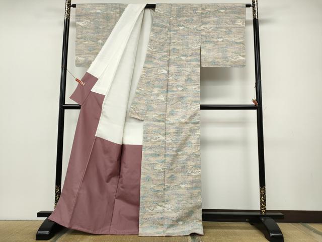 平和屋着物●上質な紬 遠山草木文 正絹 逸品 未使用 CABJ6453ut