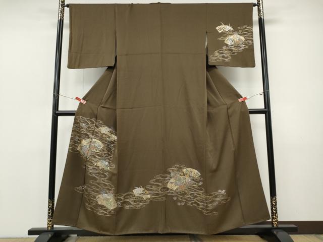 平和屋着物●訪問着 流水地紙花文 金銀彩 正絹 逸品 CABJ6454ut