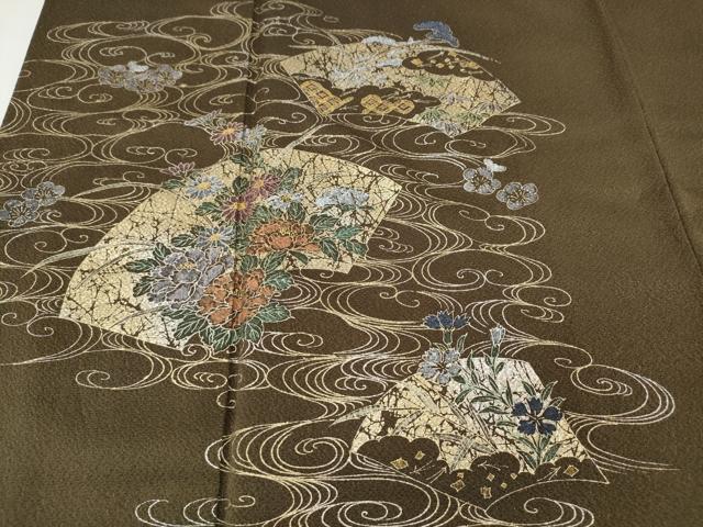 平和屋着物●訪問着 流水地紙花文 金銀彩 正絹 逸品 CABJ6454ut