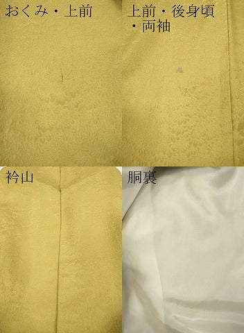 平和屋着物●上質な色無地 草花地紋 芥子色 正絹 逸品 CABJ6459ut