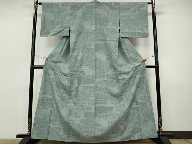 平和屋着物●結城紬 80亀甲 雲重ね吉祥文 正絹 逸品 未使用 CABJ6462ut