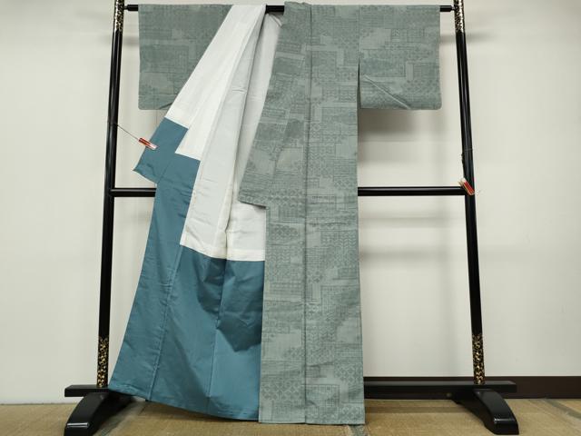 平和屋着物●結城紬 80亀甲 雲重ね吉祥文 正絹 逸品 未使用 CABJ6462ut
