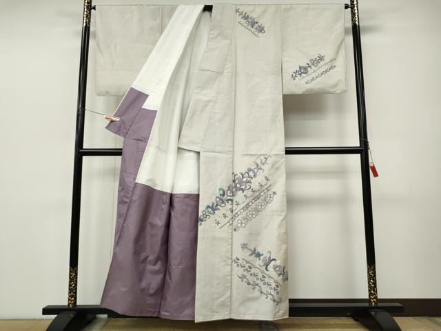 平和屋着物●訪問着 本場縞大島紬 作家物 吉祥花文 正絹 逸品 CABJ6470ut