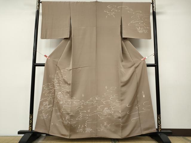 平和屋着物●訪問着 作家物 ろうけつ染め 風景草花文 正絹 逸品 CABJ6472ut