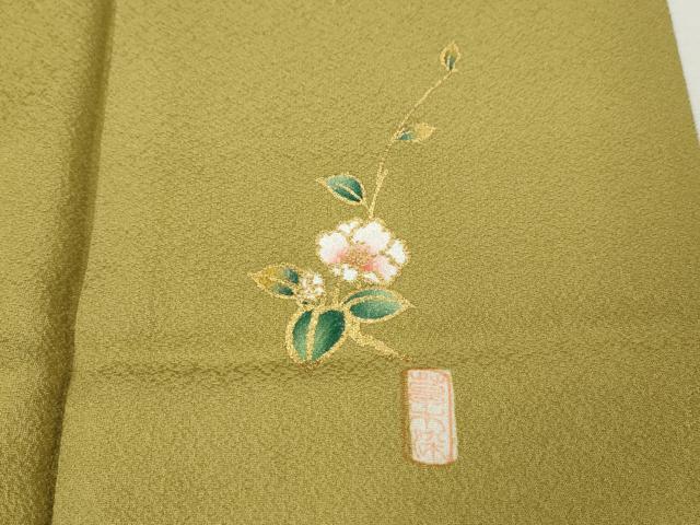 平和屋着物●上質な色無地 草木染 舞花地紋 木蘭色 正絹 逸品 CABJ6476ut