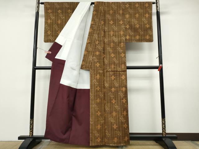 平和屋着物●上質な紬 吉祥花文 正絹 逸品 未使用 CABJ6485ut