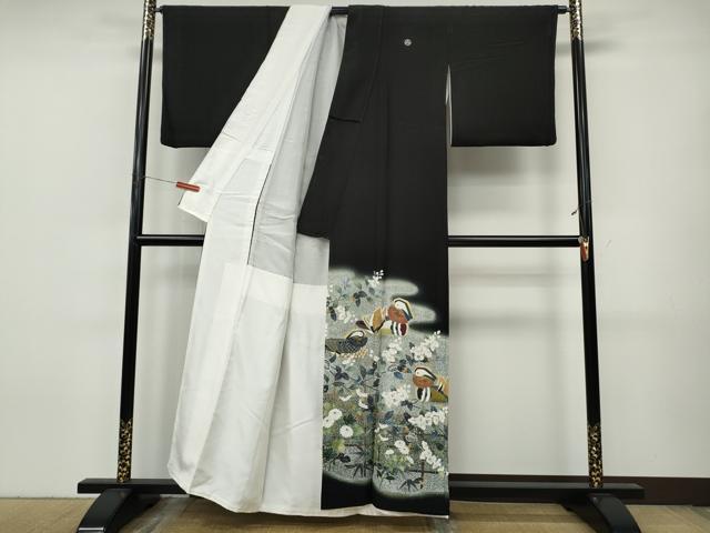 平和屋着物●豪華黒留袖 作家物 鴛鴦花文 暈し染め 金彩 正絹 逸品 CABJ6486ut
