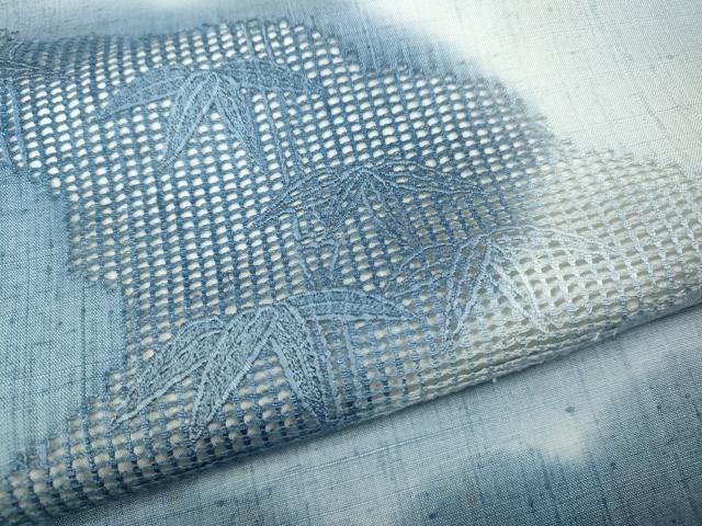 平和屋着物●中国三大刺繍 スワトウ刺繍 訪問着 紬地 雲重ね笹竹文 正絹 逸品 CABJ6489ut