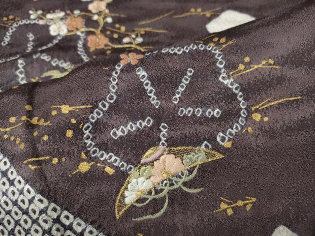 平和屋着物●訪問着 絞り 刺繍 道長舞花文 金彩 正絹 逸品 CABJ6490ut