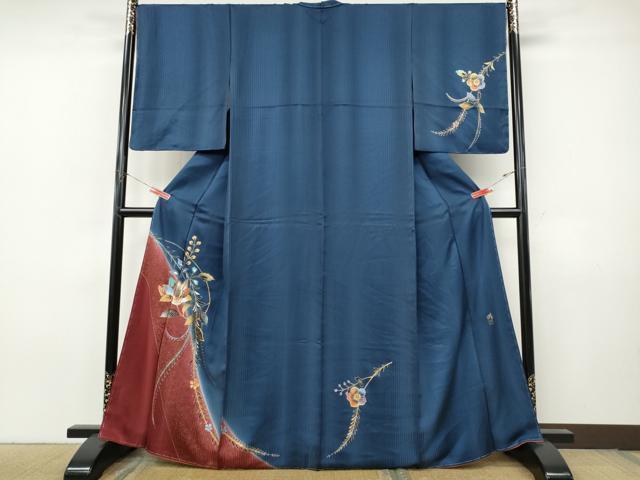 平和屋着物●染織作家 染織デザイナー 大島明 訪問着 更紗花文 暈し染め 金彩 正絹 逸品 未使用 CABJ6491ut