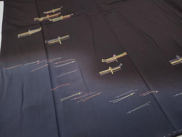 平和屋着物●訪問着 駒刺繍 吉祥花文 暈し染め 金彩 正絹 逸品 CABJ6496ut