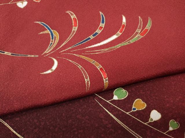 平和屋着物●訪問着 枝葉文 暈し染め 金彩 正絹 逸品 CABJ6506ut