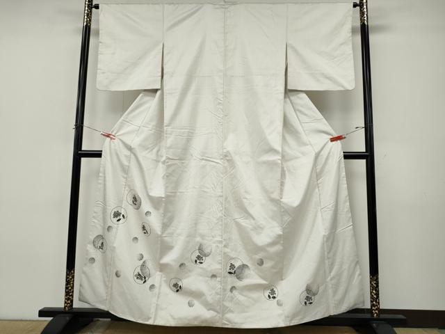 平和屋着物●訪問着 本場縞大島紬 花丸文 金彩 正絹 逸品 CABJ6508ut