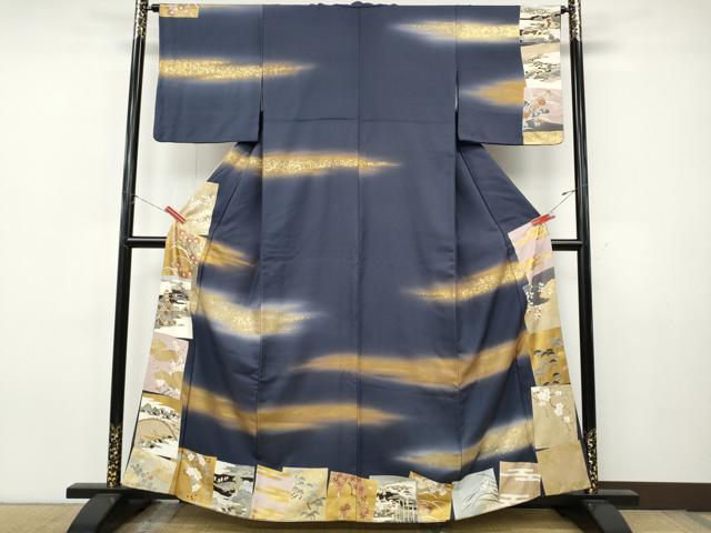 平和屋着物●訪問着 駒刺繍 色紙重ね風景草花文 暈し染め 金彩 正絹 逸品 CABJ6509ut