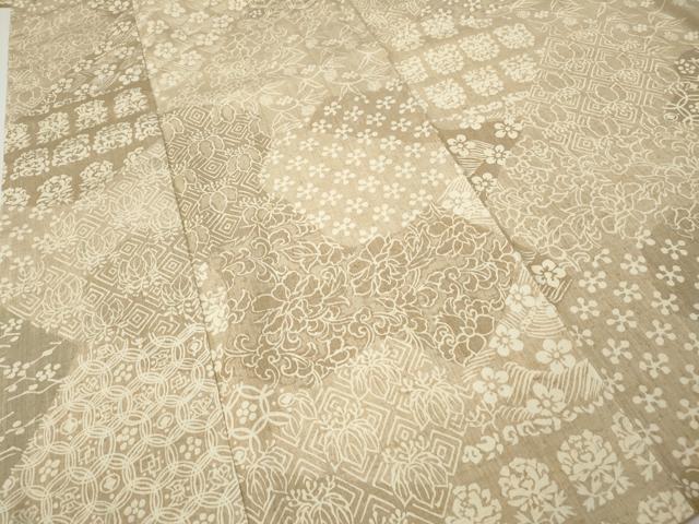 平和屋着物●上質な小紋 紬地 切嵌吉祥花文 正絹 逸品 CABJ6515ut