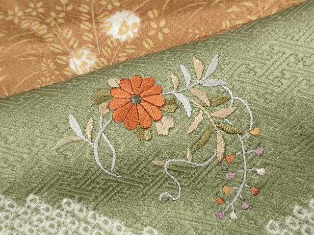 平和屋着物●訪問着 絞り 刺繍 道長花文 金彩 正絹 逸品 CABJ6517ut
