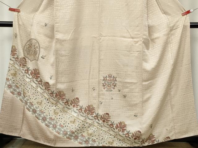平和屋着物●中国三大刺繍 スワトウ刺繍 総刺繍 訪問着 向かい鳥鹿更紗花文 暈し染め 正絹 逸品 CABJ6518ut