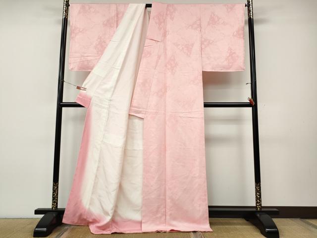 平和屋着物●上質な色無地 切嵌更紗花地紋 虹色 正絹 逸品 CABJ6533ut