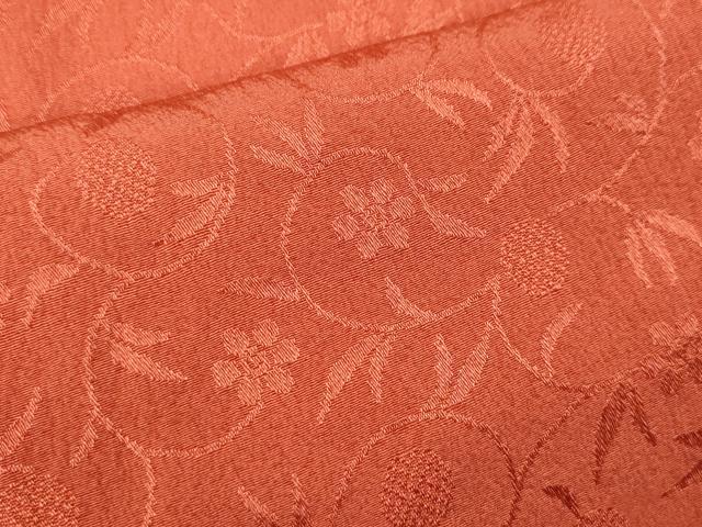 平和屋着物●長襦袢 袷 花唐草地紋 鉛丹色 半衿刺繍 正絹 逸品 CABJ6539ut