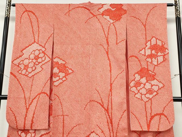 平和屋着物●豪華振袖 総絞り 松皮菱草花文 正絹 逸品 CABJ6542ut