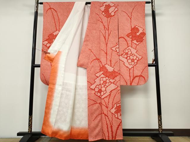 平和屋着物●豪華振袖 総絞り 松皮菱草花文 正絹 逸品 CABJ6542ut