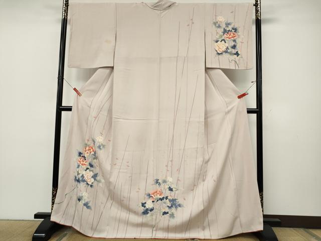 平和屋着物●訪問着 友禅 作家物 枝花文 正絹 逸品 CABJ6552ut