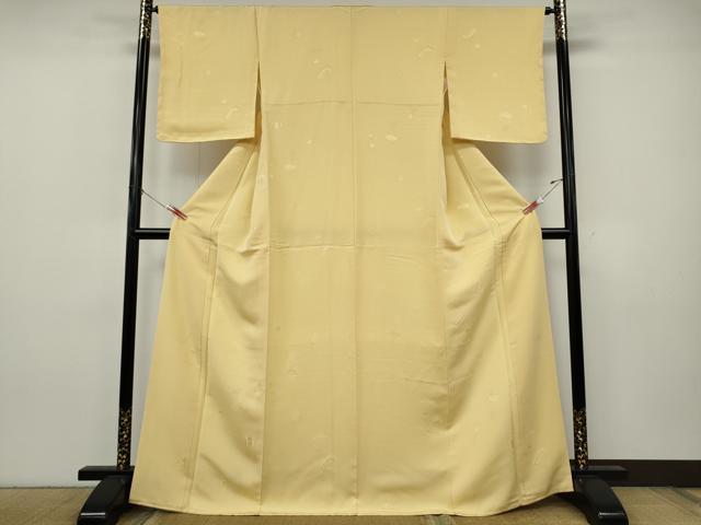 平和屋着物●上質な色無地 唐子地紋 蜂蜜色 正絹 逸品 未使用 CABJ6559ut