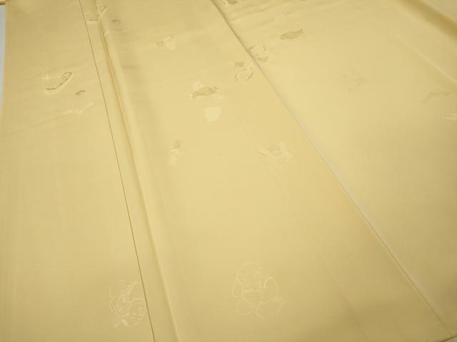 平和屋着物●上質な色無地 唐子地紋 蜂蜜色 正絹 逸品 未使用 CABJ6559ut