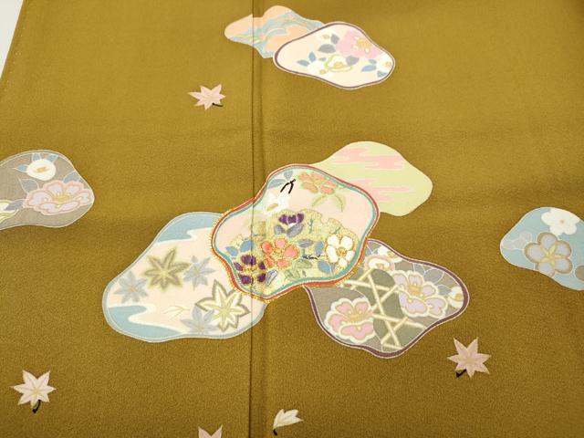 平和屋着物●訪問着 駒刺繍 舞花文 金彩 正絹 逸品 CABJ6562ut