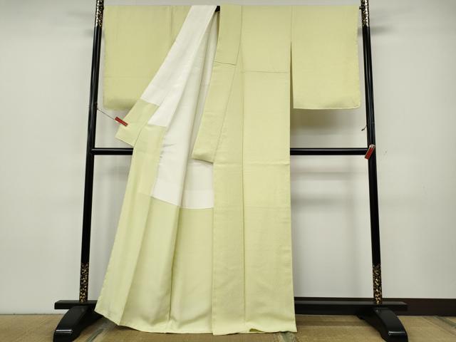 平和屋着物●上質な色無地 霞地紋 女郎花色 正絹 逸品 未使用 CABJ6568ut