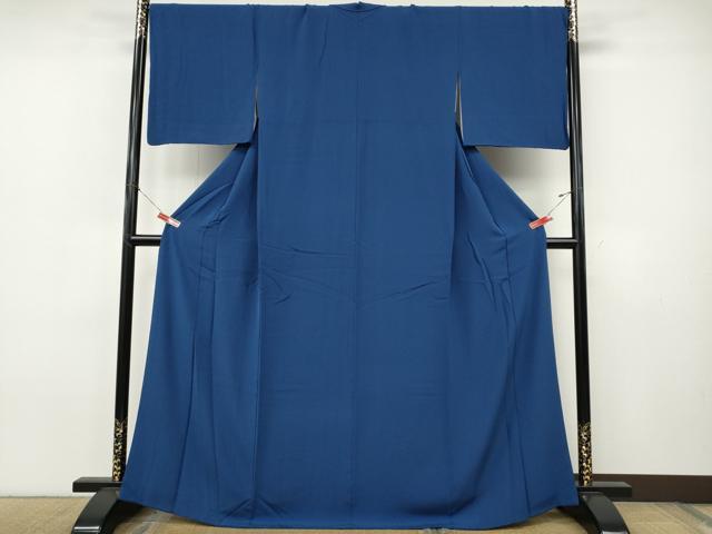 平和屋着物●上質な色無地 青藍色 正絹 逸品 CABJ6569ut