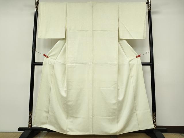 平和屋着物●上質な色無地 墨流し地紋 鳥の子色 正絹 逸品 CABJ6576ut