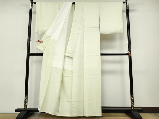 平和屋着物●上質な色無地 墨流し地紋 鳥の子色 正絹 逸品 CABJ6576ut