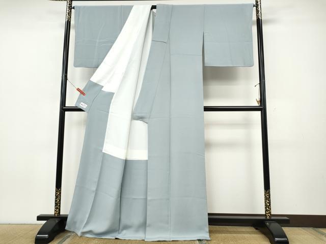 平和屋着物●本草木染作家 瑞寶 色無地 灰青色 やまと誂製 正絹 逸品 CABJ6578ut