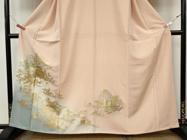 平和屋着物●訪問着 風景草花文 暈し染め 金銀彩 正絹 逸品 未使用 CABJ6586ut
