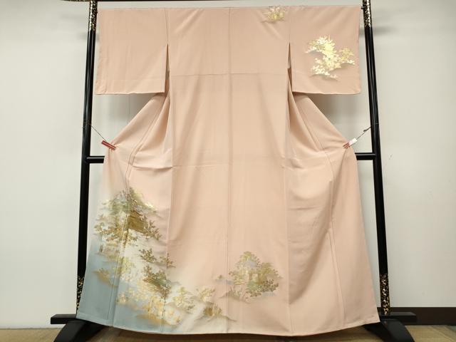 平和屋着物●訪問着 風景草花文 暈し染め 金銀彩 正絹 逸品 未使用 CABJ6586ut