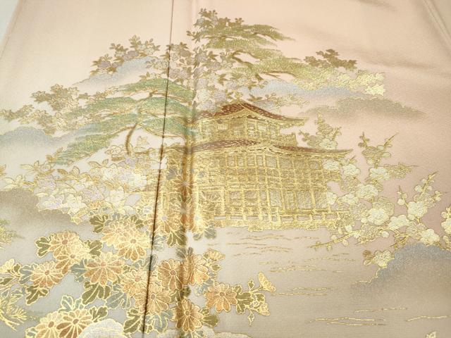 平和屋着物●訪問着 風景草花文 暈し染め 金銀彩 正絹 逸品 未使用 CABJ6586ut