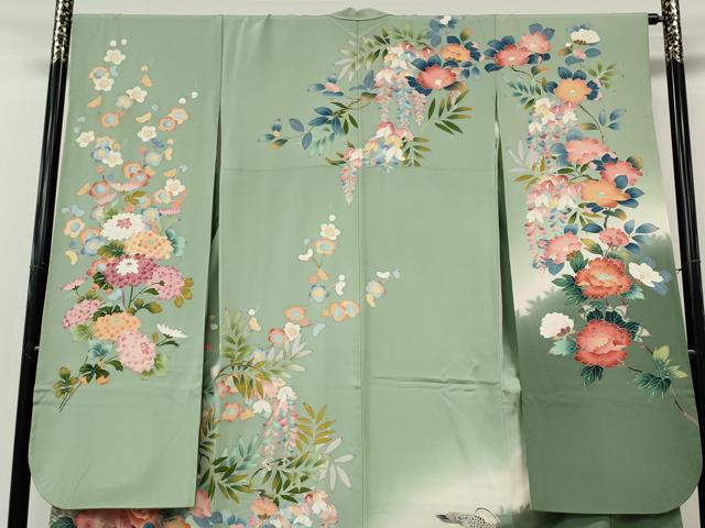平和屋着物●豪華振袖・長襦袢セット 友禅 作家物 鴛鴦花文 正絹 逸品 CABJ6589ut