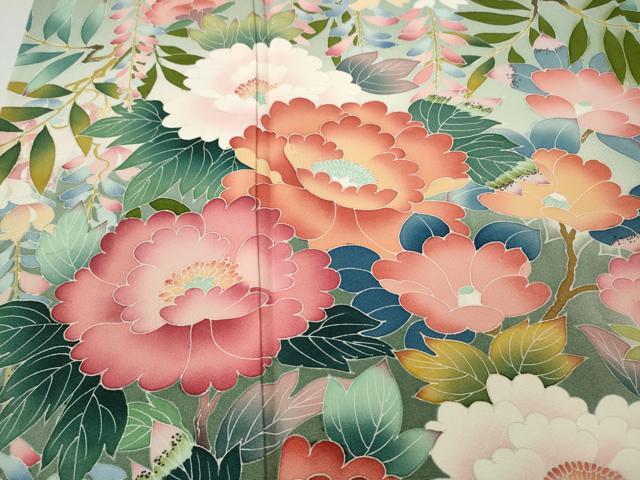 平和屋着物●豪華振袖・長襦袢セット 友禅 作家物 鴛鴦花文 正絹 逸品 CABJ6589ut