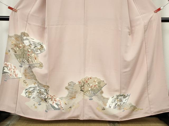 平和屋着物●訪問着 道長扇面立波花文 金銀彩 正絹 逸品 CABJ6593ut