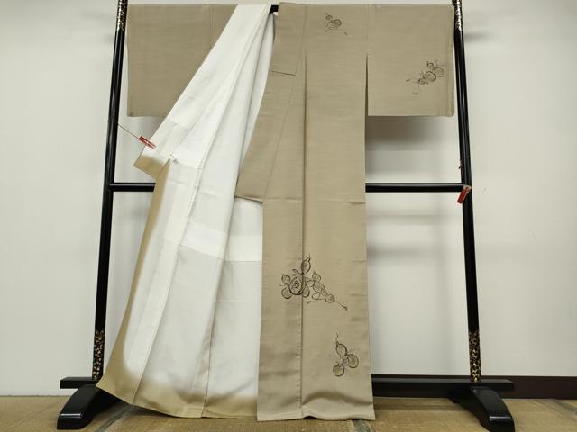 平和屋着物●訪問着 結城紬 手描き 瓢箪 金彩 証紙付き 正絹 逸品 CABJ6605ut