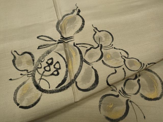 平和屋着物●訪問着 結城紬 手描き 瓢箪 金彩 証紙付き 正絹 逸品 CABJ6605ut