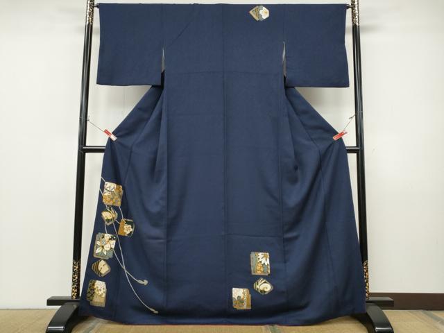 平和屋着物●訪問着 駒刺繍 破れ色紙重ね鞠花文 金彩 正絹 逸品 CABJ6615ut