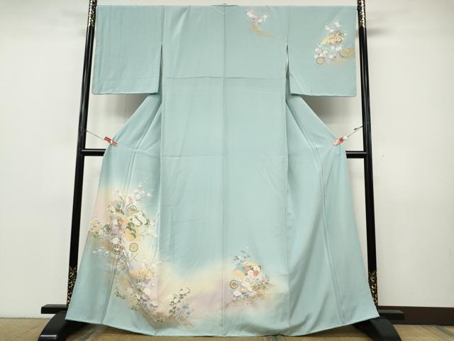 平和屋着物●訪問着 地紙御所車花文 暈し染め 金彩 正絹 逸品 CABJ6616ut