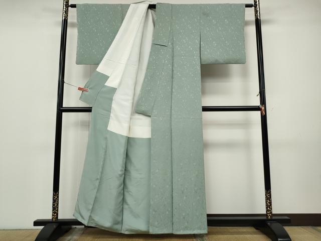 平和屋着物●上質な色無地 大小丸地紋 青磁鼠色 正絹 逸品 CABJ6620ut